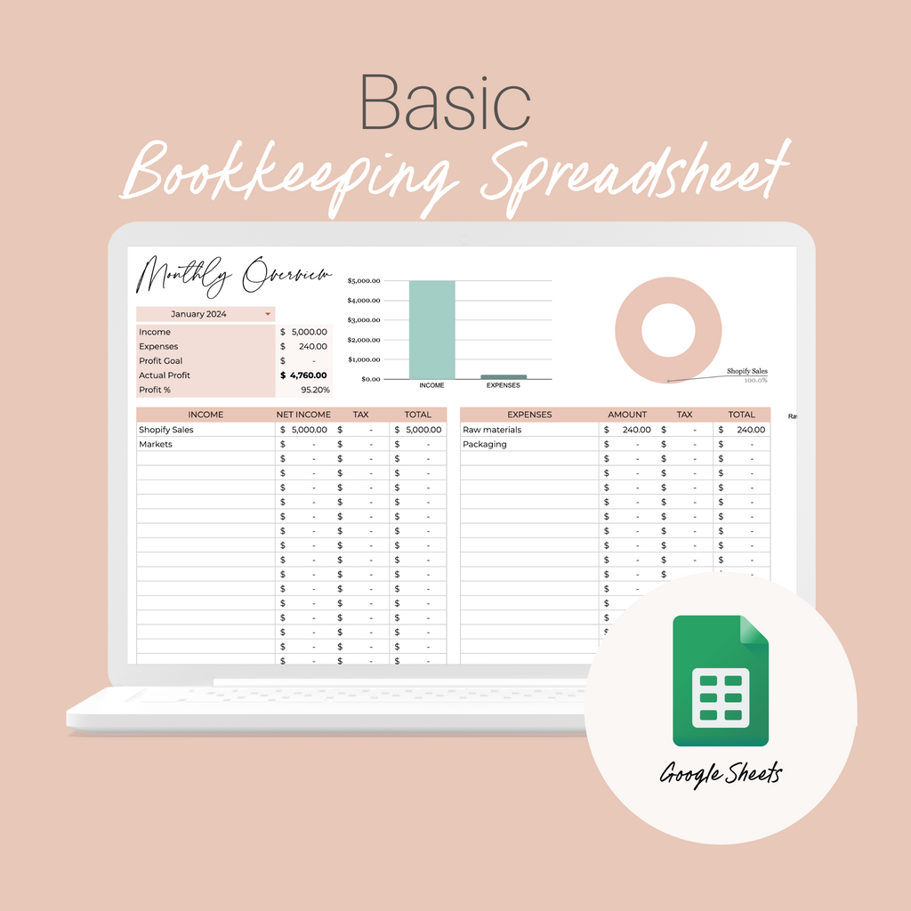 Basic Bookkeeping Spreadsheet - Track income and expenses – Botanic ...