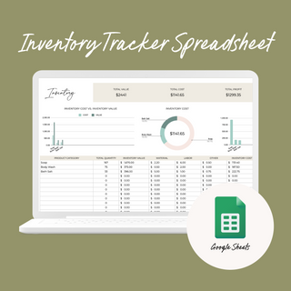 Inventory Tracker - Spreadsheet to track Material, Ingredients and Price your Products